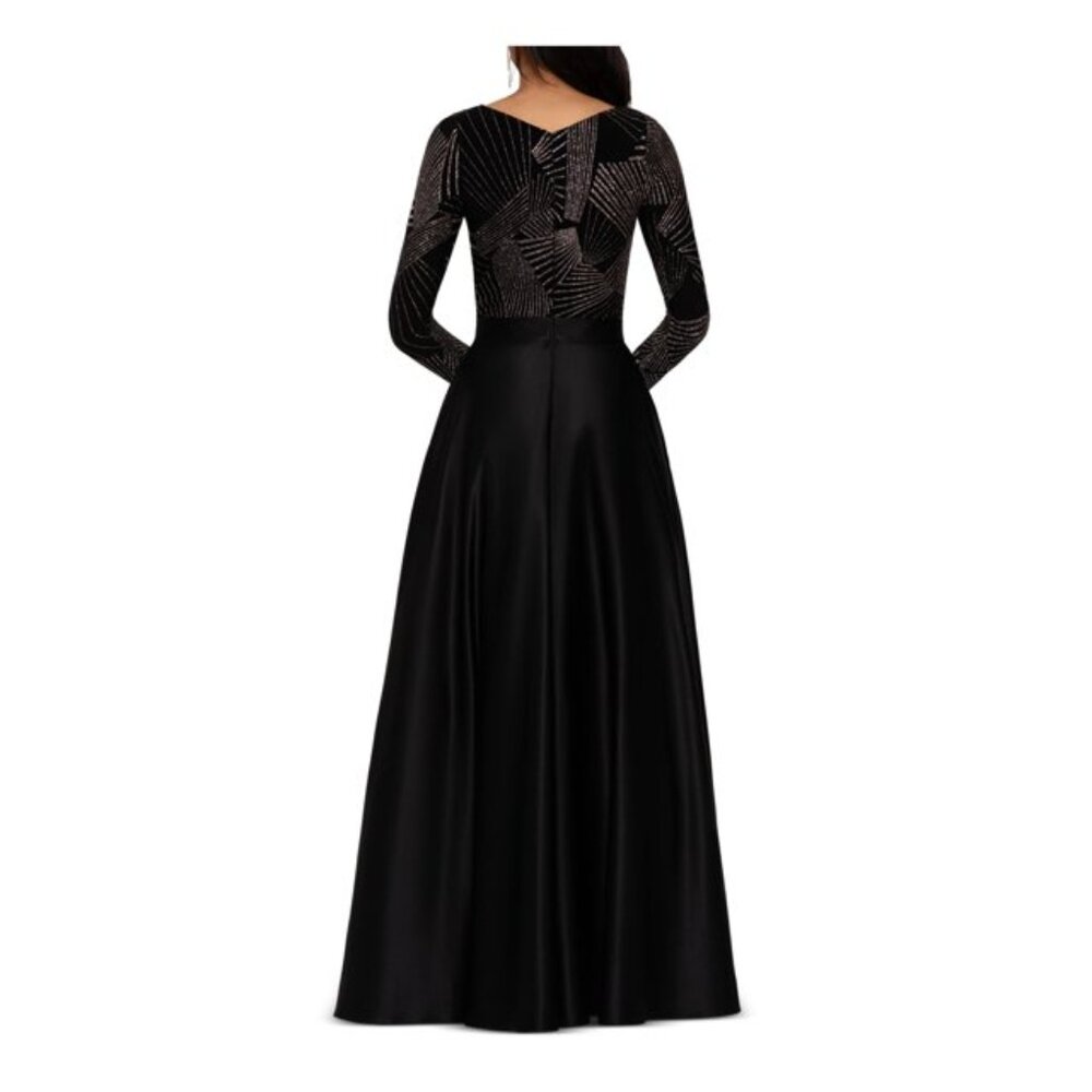 Betsy & Adam Size P2 Black and Gold Wedding Party Dress - Picture 8 of 12